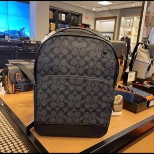 SOLD!!! COACH Graham Backpack in Signature Canvas Charcoal Black Bag- Unisex